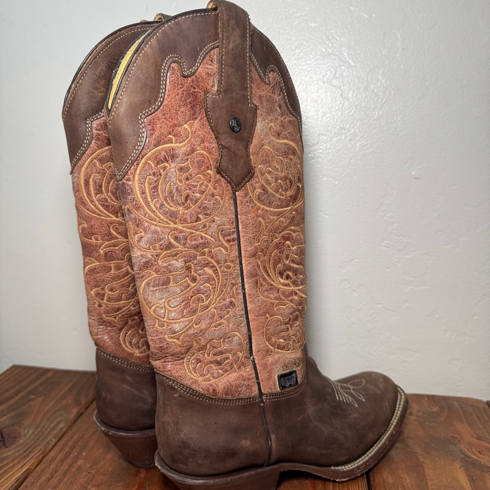 Vintage RUDEL Brown and Tan Heeled Boots - Picture 4 of 6